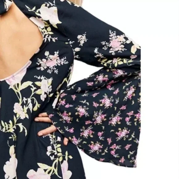 Free People NEW Womens Dress Size Small Floral Midnight Combo Tunic - Picture 2 of 8